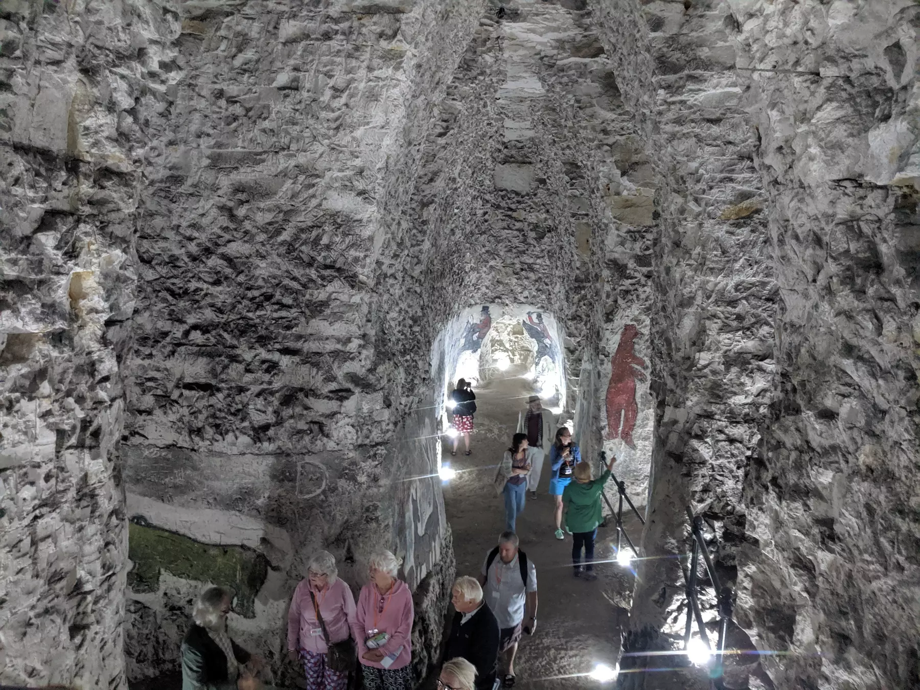 People looking around the chalk Margate Caves